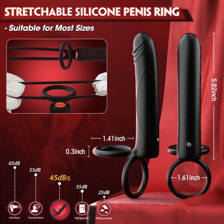 LaBiKe 3 in 1 Double Penetration Couples Vibrating Dildo Toy with Rings - Sohimi