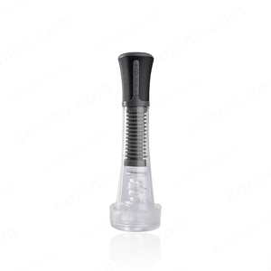Clear and black penis pump on a transparent background with 'sohimi.com' branding.