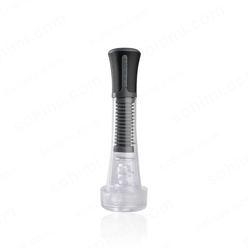 Clear and black penis pump on a transparent background with 'sohimi.com' branding.