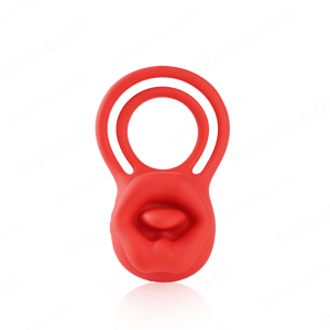 Red silicone ring with a small cushion on a transparent background with 'sohimi.com' branding.