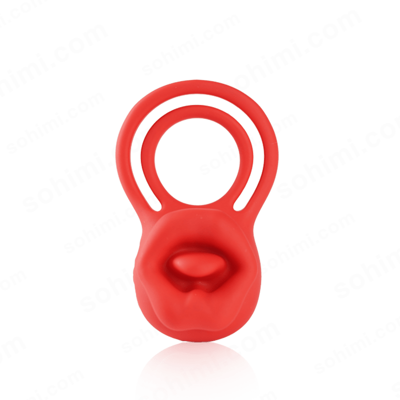 Red silicone ring with a small cushion on a transparent background with 'sohimi.com' branding.