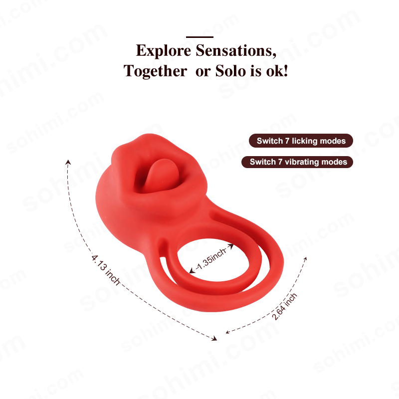 Red silicone ring with text on a green background