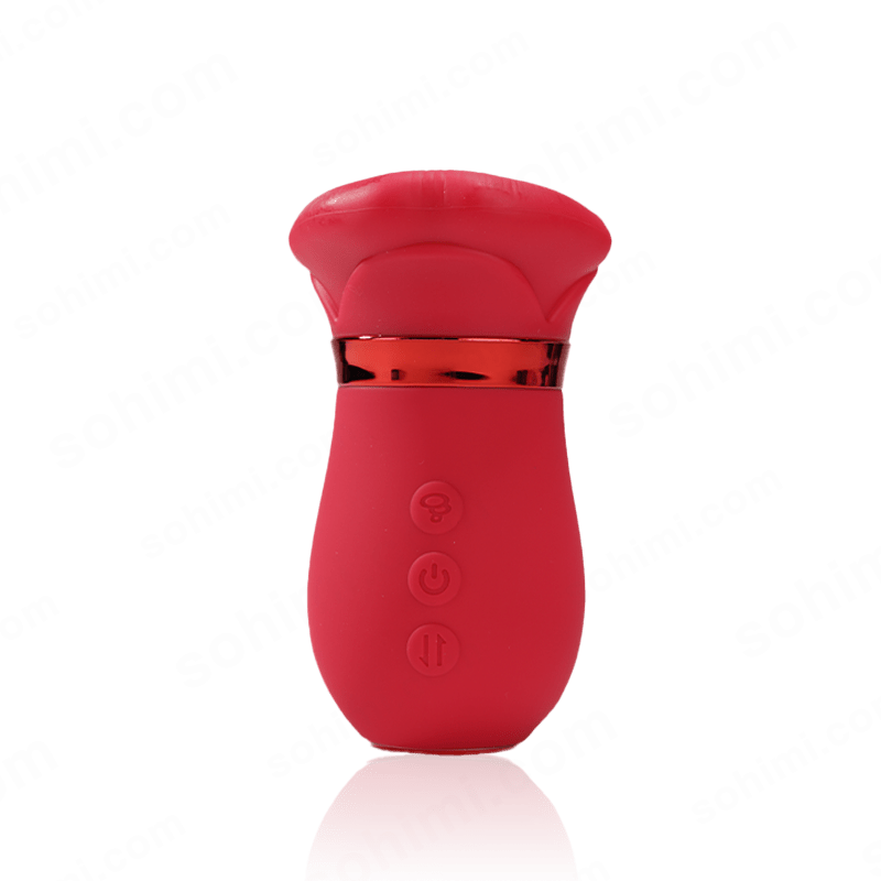 Red silicone clit vibrator with metal clasp