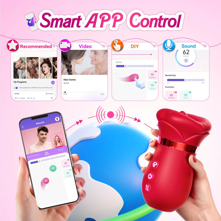 LIPS|4 in 1 Kiss App Control Tongue Licking Multi Stimulations Mouth Vibrator Toy - Sohimi