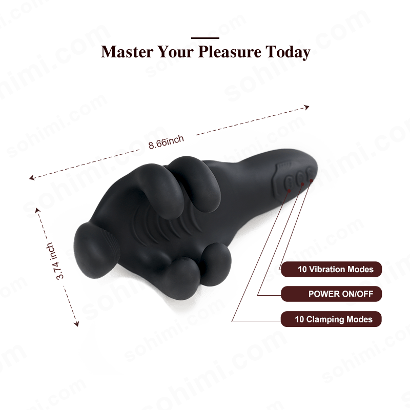 Sexual product with branding and feature text on a green background