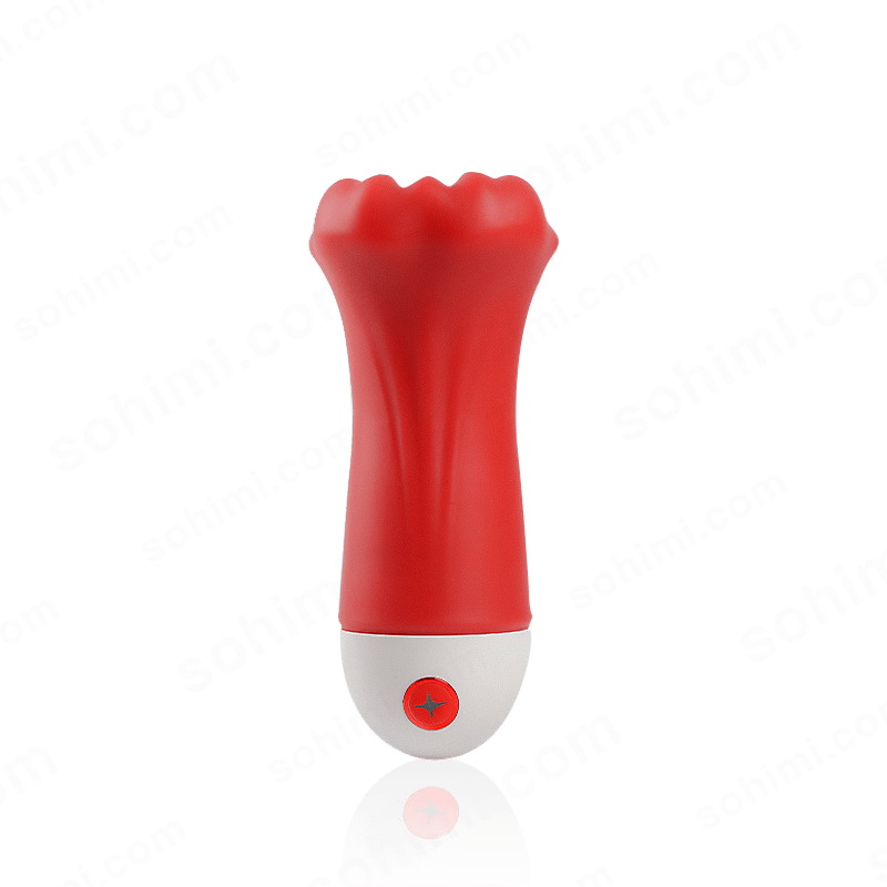 Red and white device with a star logo on a transparent background