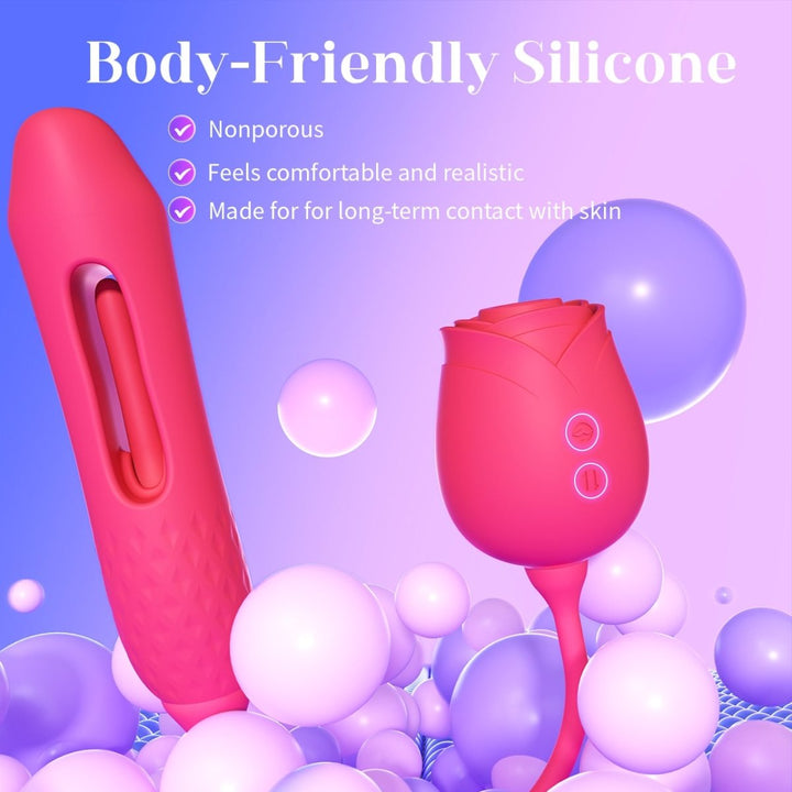 MOOLIGIRL| Upgraded Rose Female Flapping and Sucking Vibration dildo Toy - Sohimi