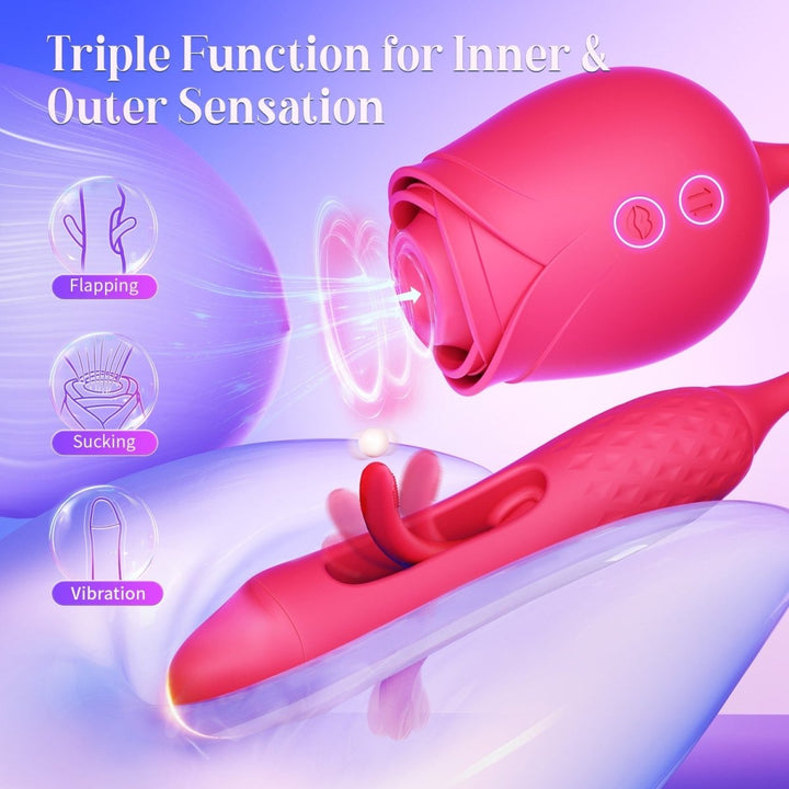 MOOLIGIRL| Upgraded Rose Female Flapping and Sucking Vibration dildo Toy - Sohimi