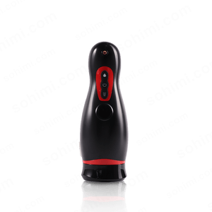 Black and red Male Masturbator on a transparent background with 'sohimi.com' branding.