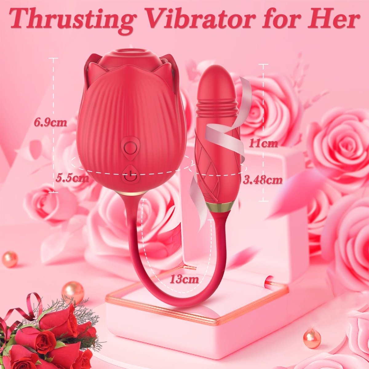 New Upgraded 3 in 1 Rose Sex Stimulator for woman with 10 Tapping Modes - Sohimi