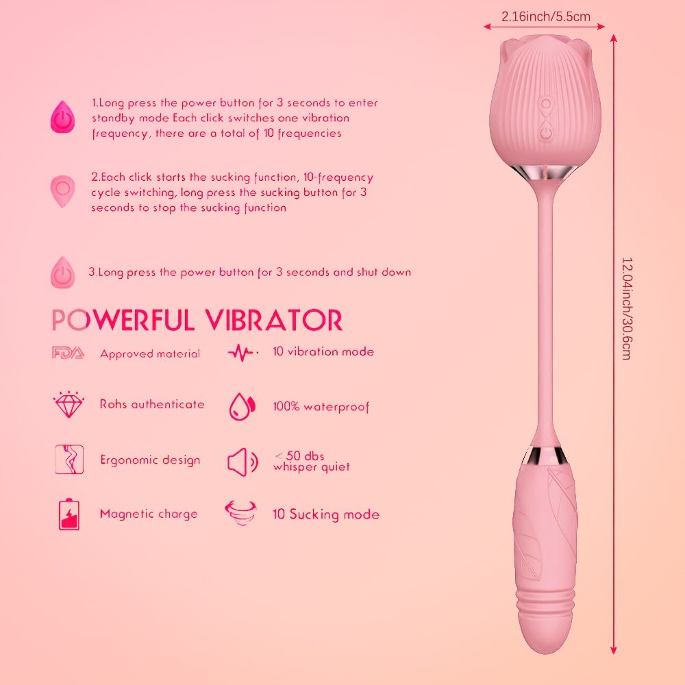 New Upgraded 3 in 1 Rose Sex Stimulator for woman with 10 Tapping Modes - Sohimi