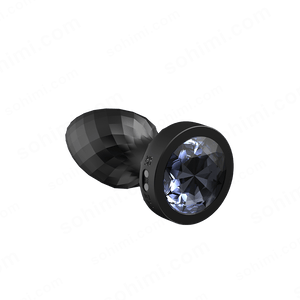 Black Vibration and Rotation Butt Plug on a green background with 'sohimi.com' branding.