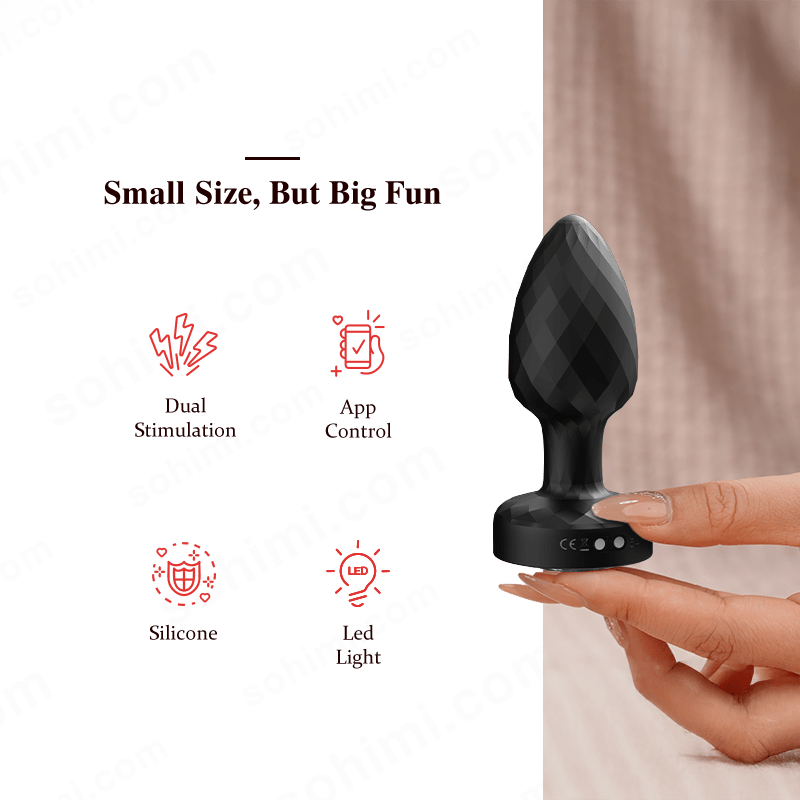 Black electronic device held by a hand with promotional text on a green background