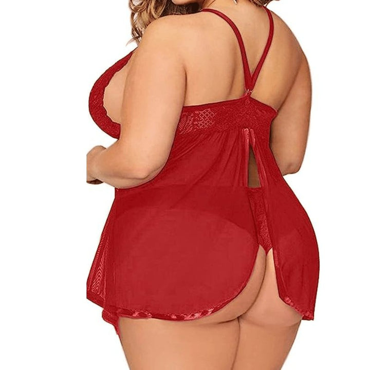 Plus Size Sexy Lace Pajamas Seductive Cami Dress Nightwear - Sohimi