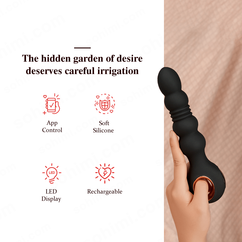 Black silicone product held by a hand with promotional text on a green background