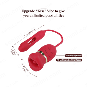 Red toy with text on a green background