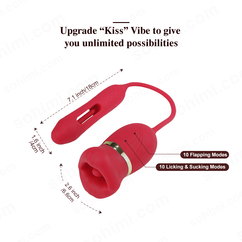 Red toy with text on a green background