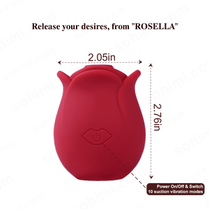 Red silicone product with dimensions and branding on a green background