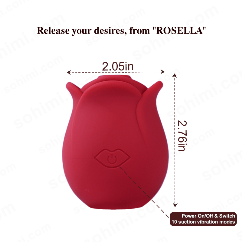 Red silicone product with dimensions and branding on a green background