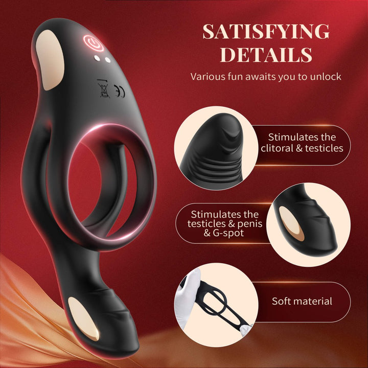 RYDEN| 3 in 1 Multi Stimulation Vibration Penis Ring with Double Rings - Sohimi