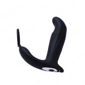 Black anal vibrator with a ring 