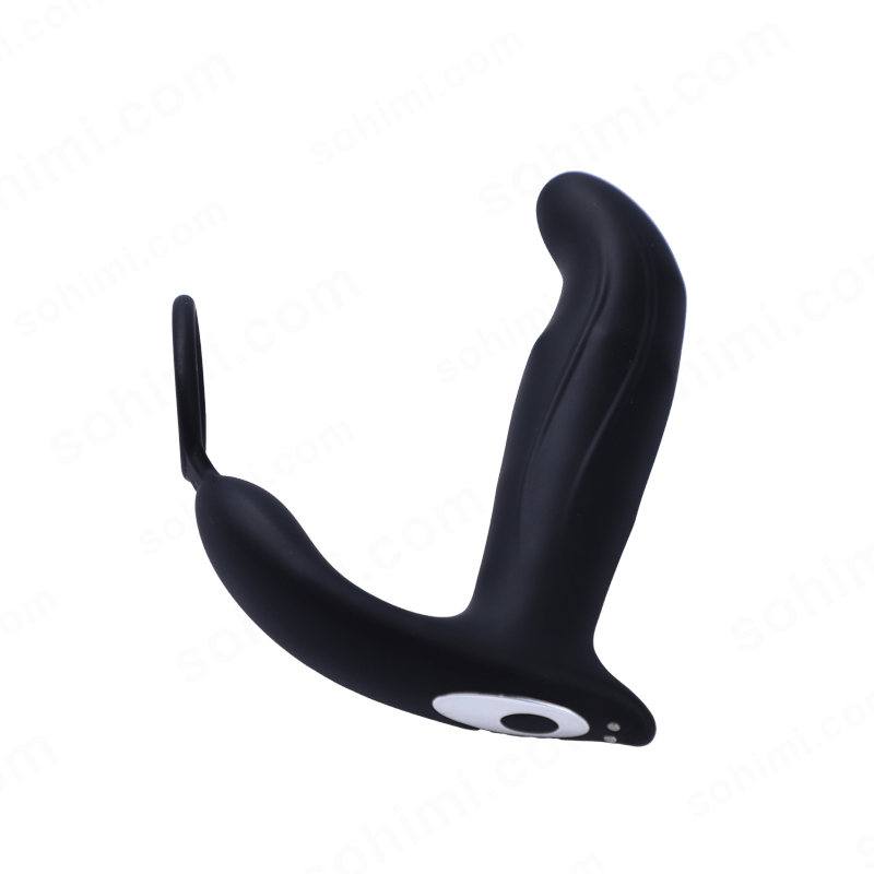 Black anal vibrator with a ring 