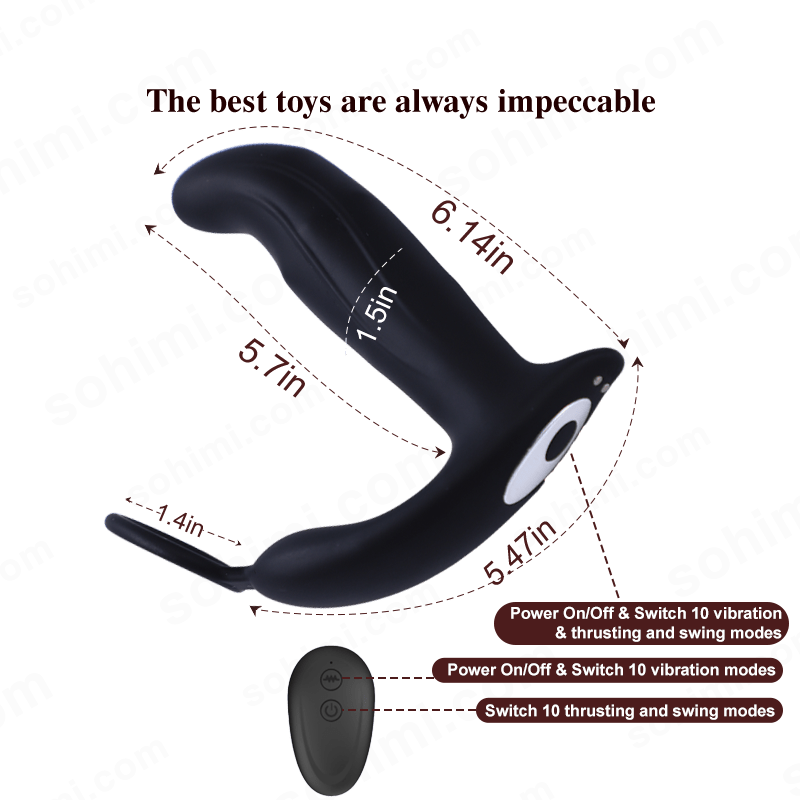 Black anal sex toy with remote control