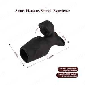 Black silicone product with branding and text on a green background