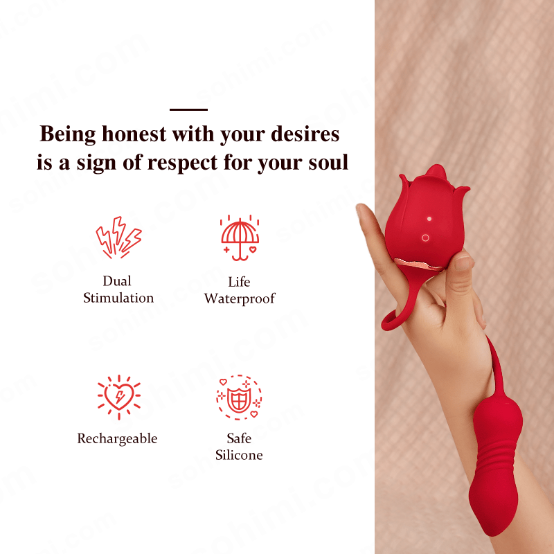 SKYLAR | Clitoral G-Spot Stimulator Rose Toy with Tongue - Sohimi