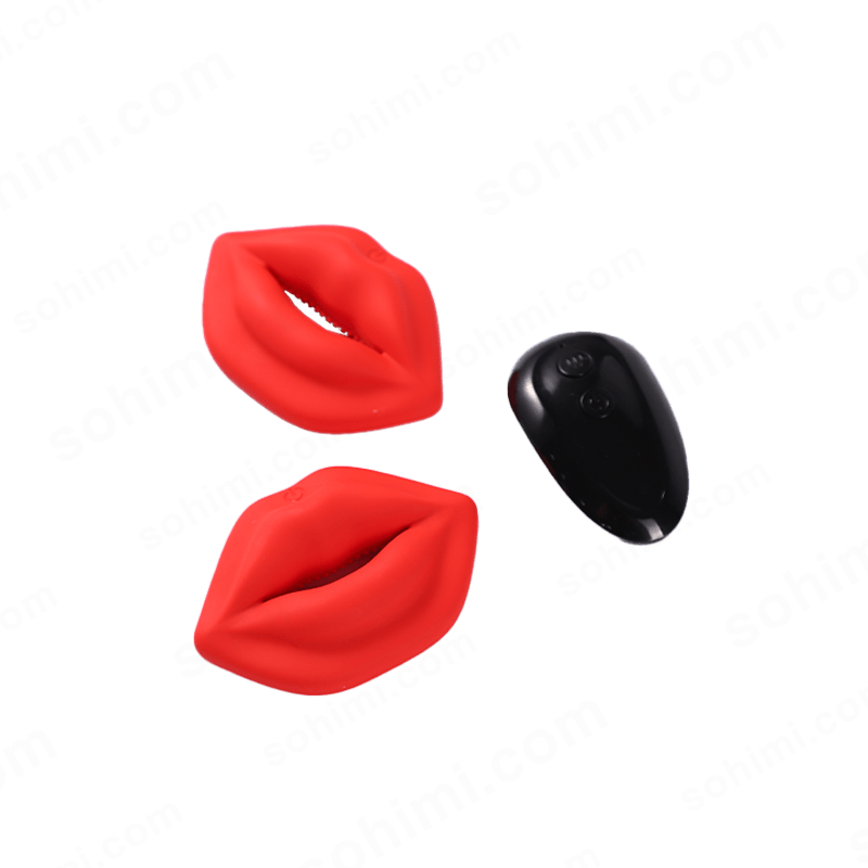 Red and black lip-shaped objects on a green background with 'sohimi.com' text.