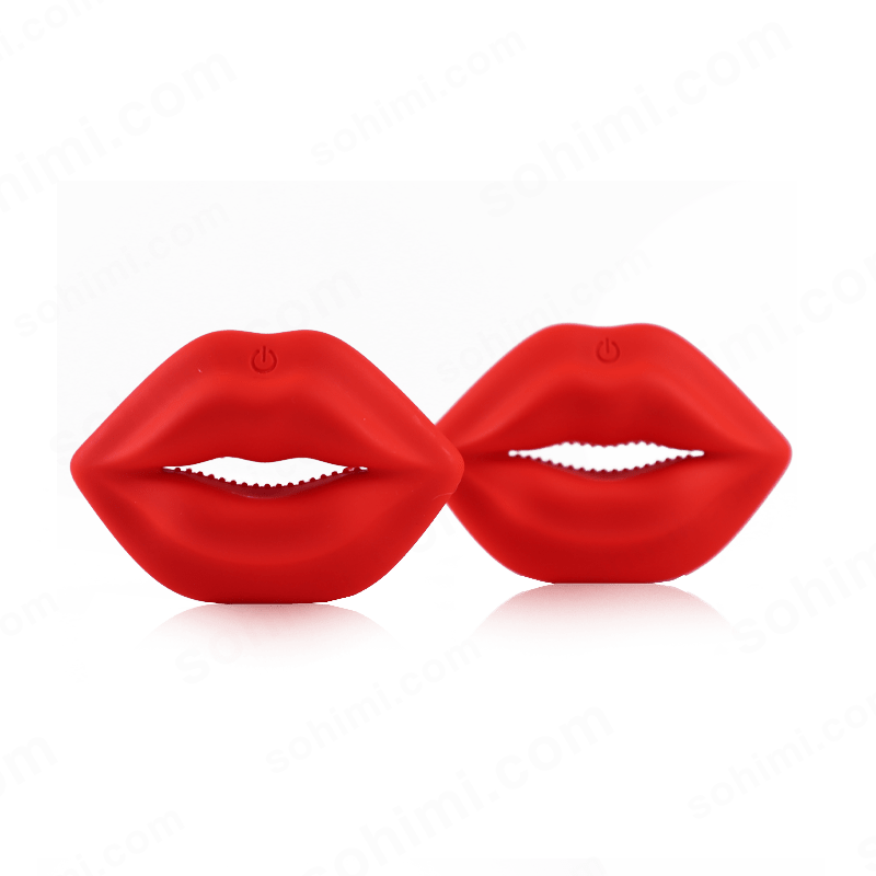 Red lips with a power symbol on a transparent background