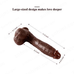 Sexual product with dimensions labeled on a green background with 'sohimi.com' branding.