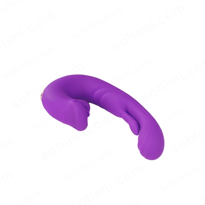 Purple flapping tongue sex toy on a green background with 'sohimi.com' text.