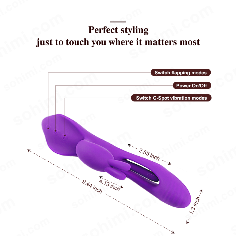 Purple G - Spot and Clitoral Stimulator with text on a green background
