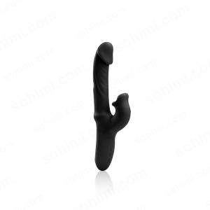 Black silicone sex toy on a green background with 'sohimi.com' text.